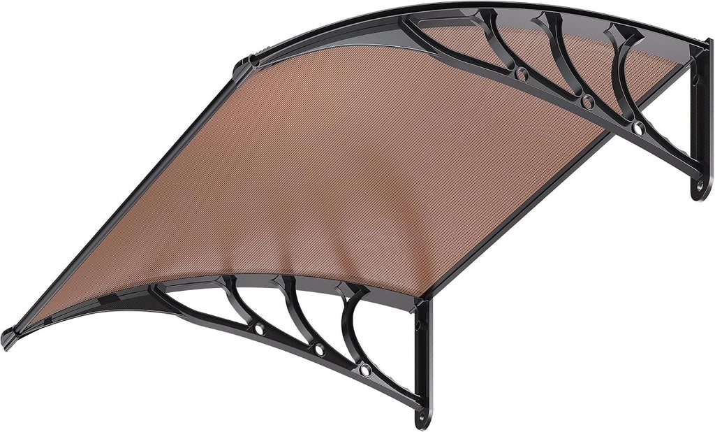 Polycarbonate Window Door Awning Canopy Brown with Black Bracket 38 Inch x 40 Inch