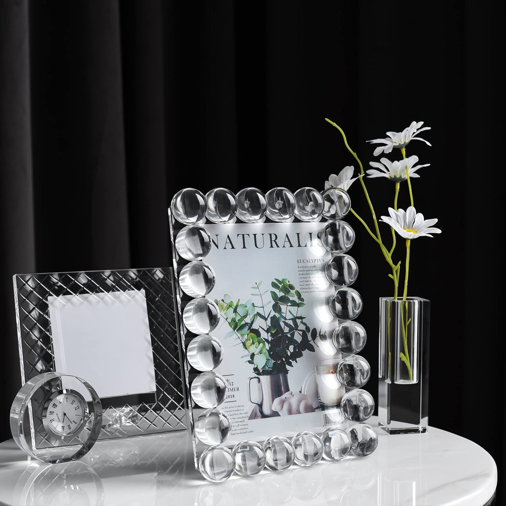 Crystal 5x7Inch Picture Frame Decor, Wedding Frame Tabletop Display, Display Pictures 5''x 7'', Comes with Gift Box