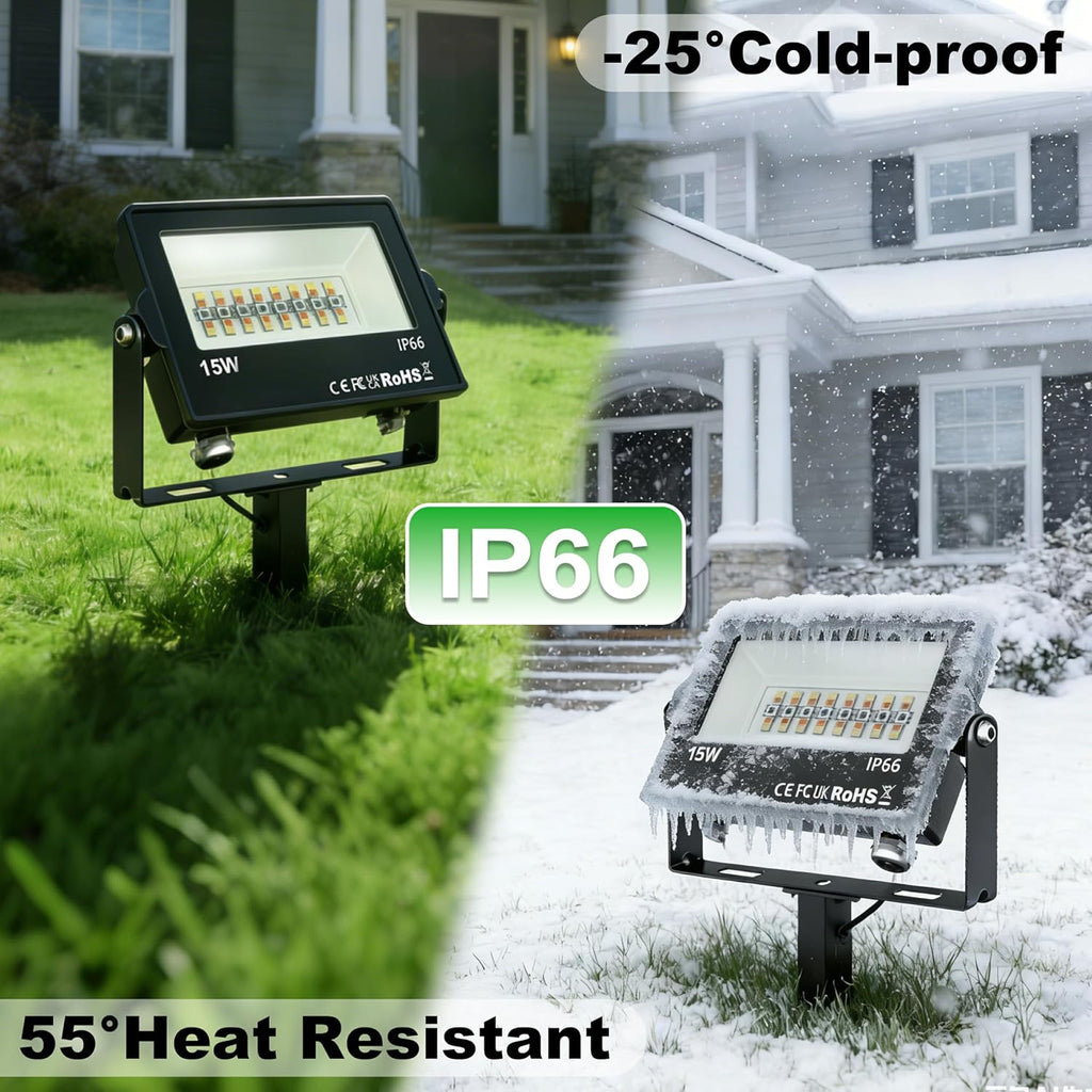 RGB LED Flood Light Outdoor with IP66 Waterproof, 4 Pack Bluetooth APP Control Uplight, 16 Million DIY Color Changing