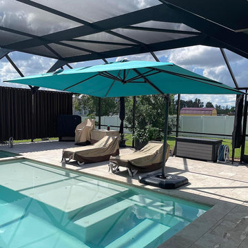 Patio Umbrella with Base 10 Feet Outdoor Cantilever Square Umbrella Aluminum Offset Umbrella with 360-degree Rotation