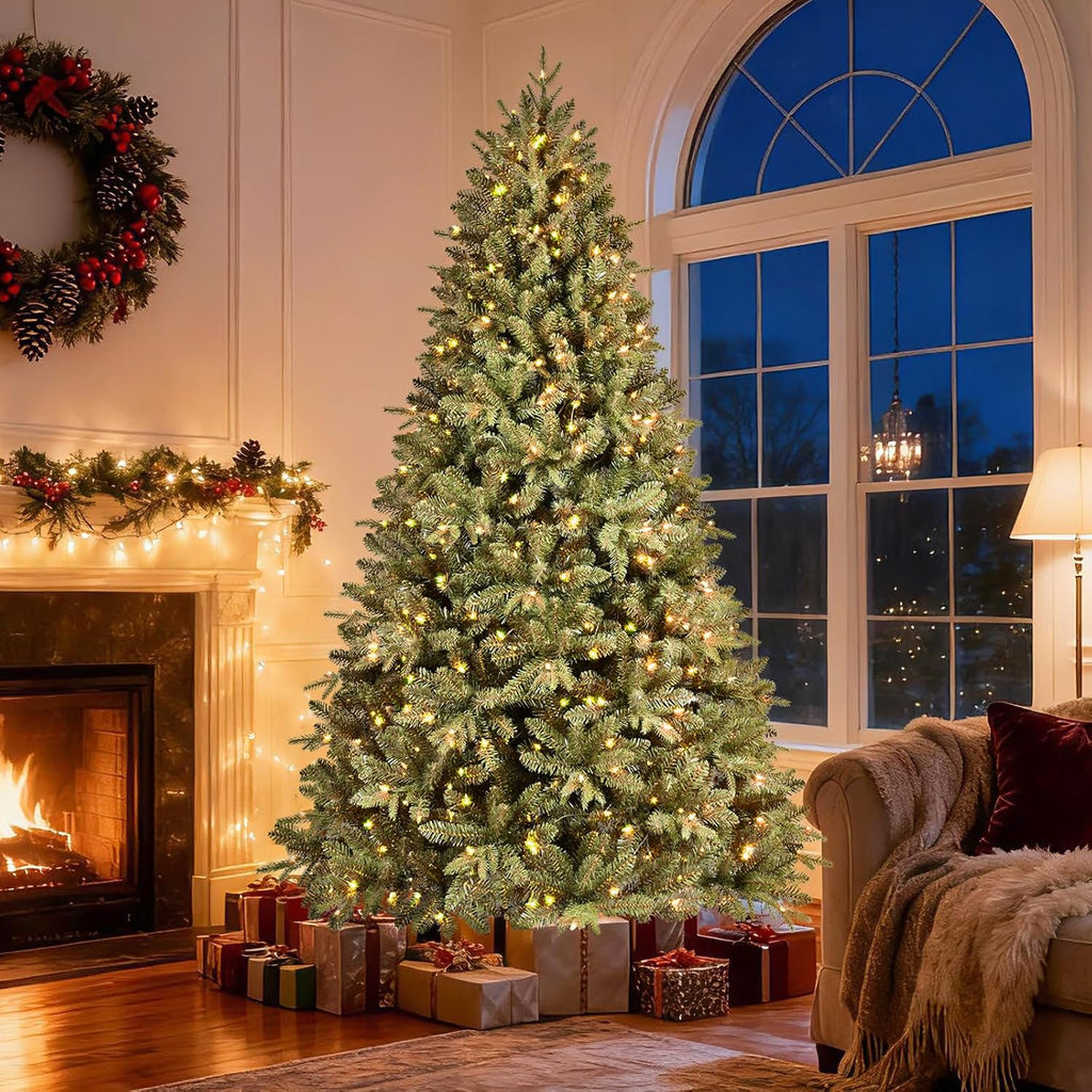 7FT Prelit Artificial Christmas Tree, 2272 PE/PVC Tips, 500 Lights | Warm White Incandescent Lights, Full Realistic