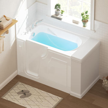Floridian 55" x 33" Walk-in Bathtub with Left-Side Door Opening and Quick Fill and Drain System, Rectangular Soaking