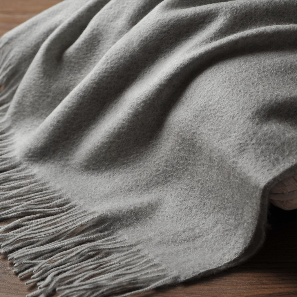 100% Pure Cashmere Throw Blanket for Sofa, Lt. Heather Grey