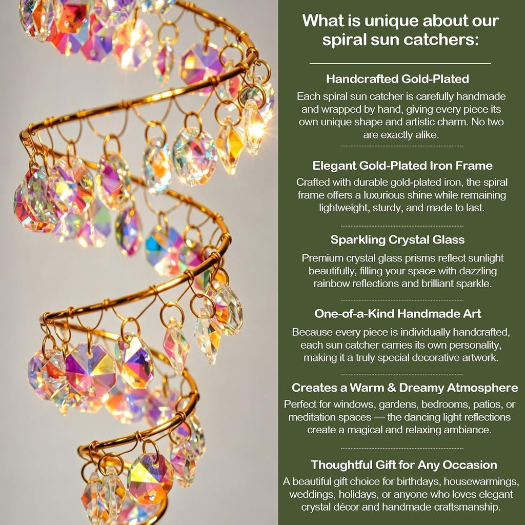 Crystal Spiral Sun Catcher Hanging Prisms Suncatcher for Window Garden - Hanging Crystals,Glass Wind Chimes