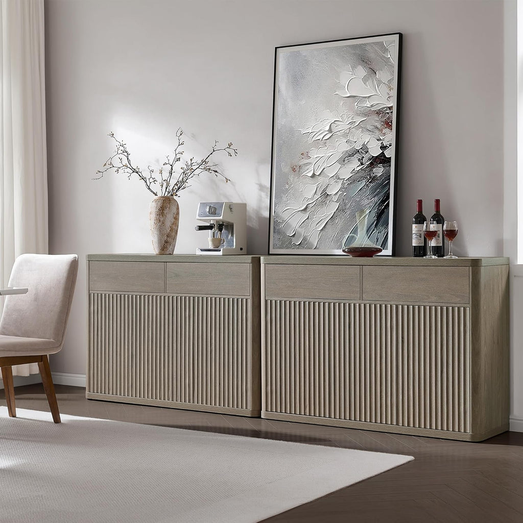 Buffet Cabinet with Storage - Storage Cabinet Sideboard with Doors & Shelves Accent Credenza Buffet Table with 2