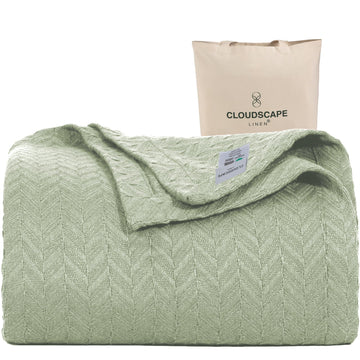CSL 100% Cotton Throw Blanket, Breathable Summer Blankets, 50"x70", Seafoam