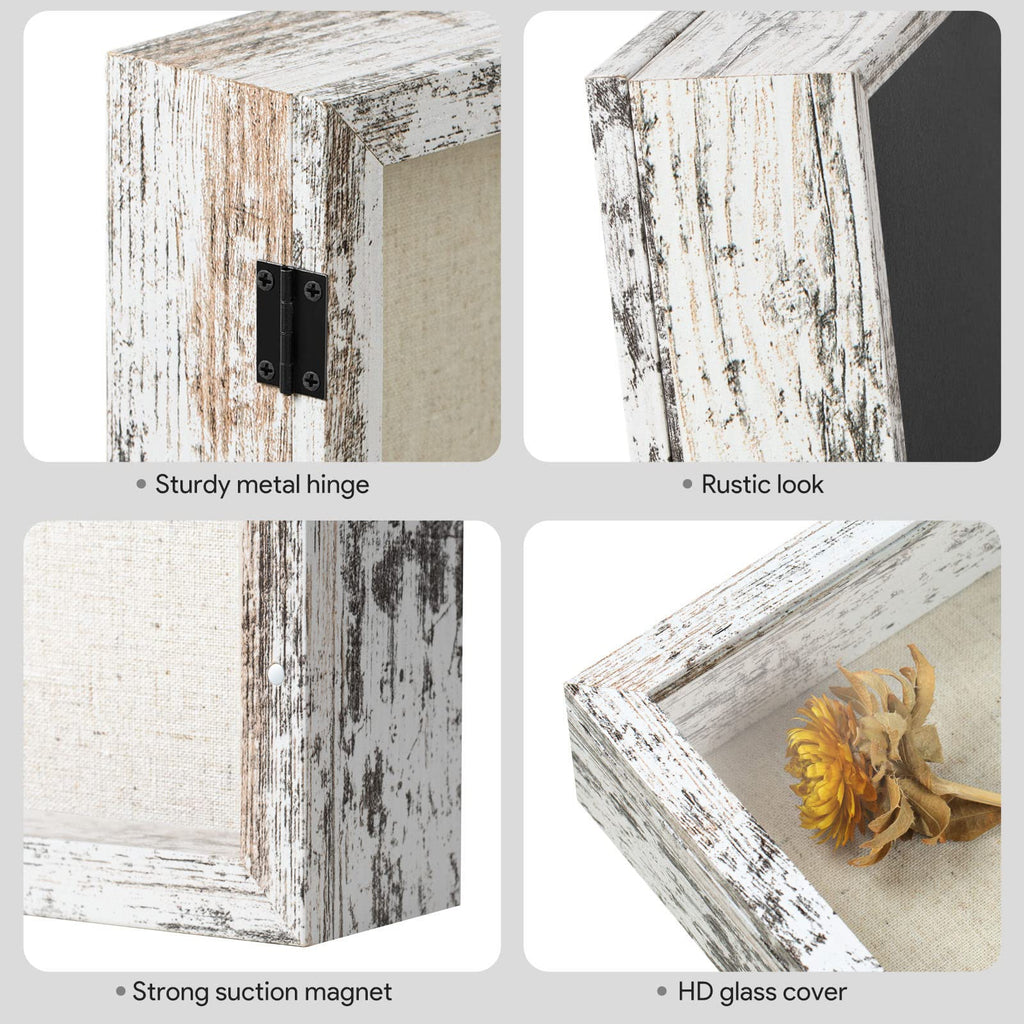 11x14 Shadow Box Frame with Linen Back - Sturdy Rustic Memory Display Case of Flower, Pictures, Medals and More
