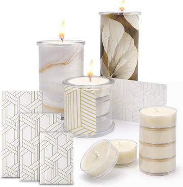Decorative Candle Holder Set of 3, Table Centerpiece Candle Decor Decor Candles, Reusable Pillar Candle Alternative