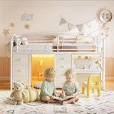 Low Loft Bed Twin with 7 Storage Drawers, Desk and LED Lights