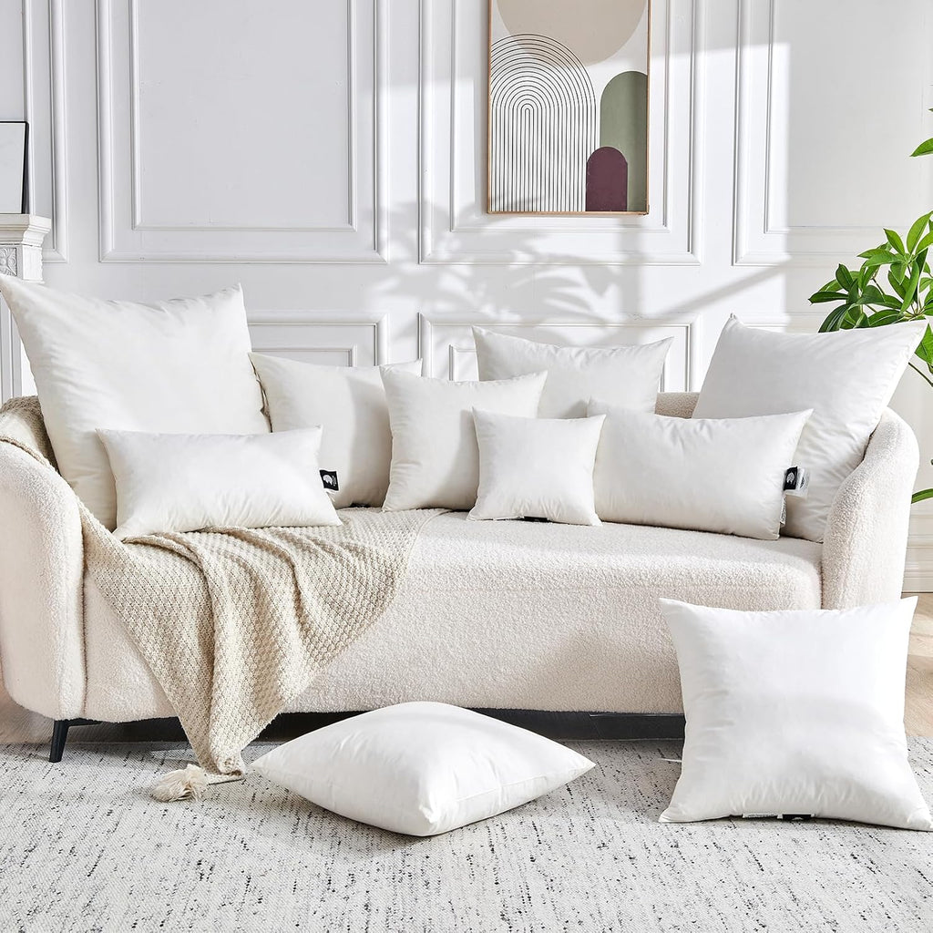 Feather Down Throw Pillow Inserts 20 x 20, 100% Organic Cotton Shell, Soft Decorative Square Pillows Insert - Set of 2