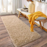 2x6 Fluffy Shag Runner Rug, Soft Plush Non-Slip Carpet for Bedroom Hallway Beige