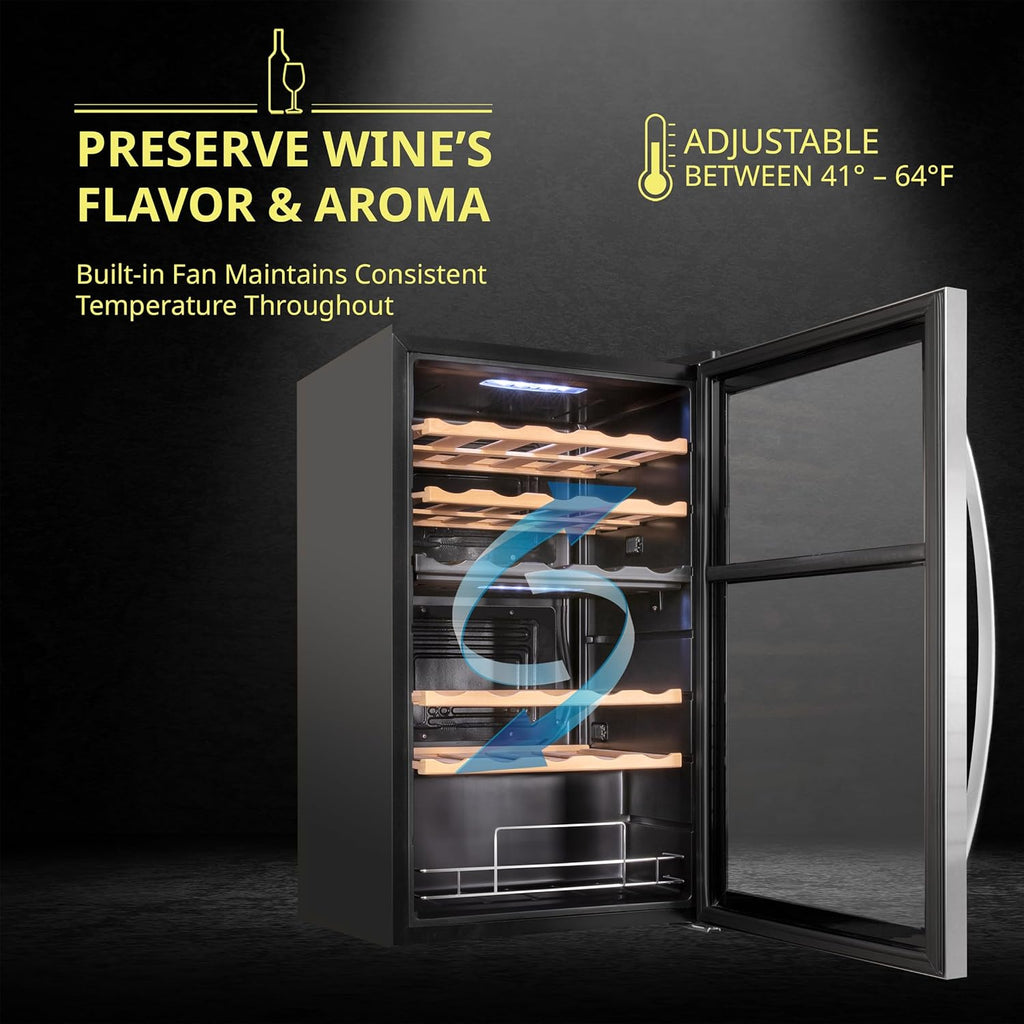 33 Bottle Dual Zone Wine Cooler Refrigerator w/Lock - Large Freestanding Wine Ce