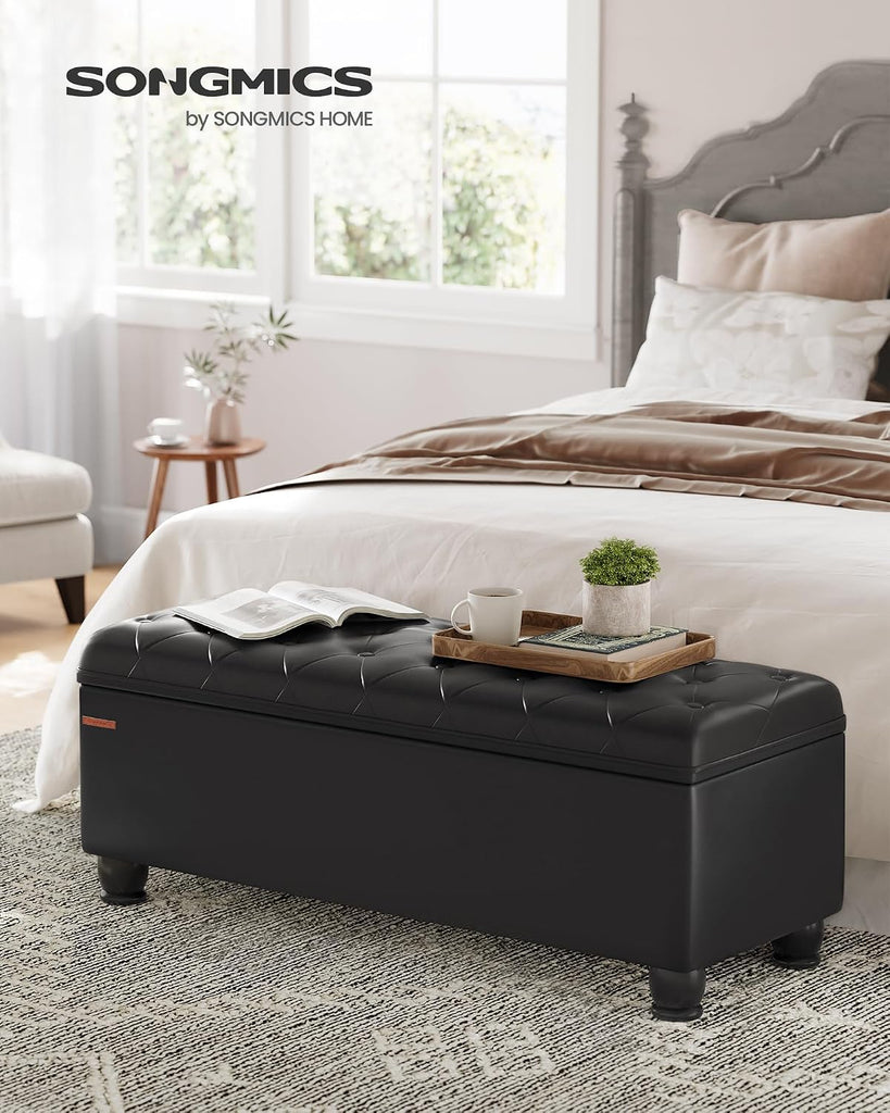 Storage Ottoman, Storage Bench, Tufted Entryway Bedroom Bench, 17.7 x 46.5 x 17.7 Inches, Hinges Easy Lid Operation