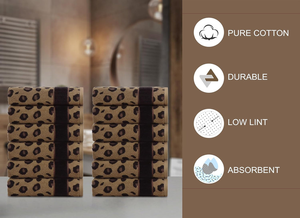 Oversized Bath Sheet - 2 Pack 100% Cotton Animal Print Towels | Extra Large 35 x 84 Leopard Cheetah Africa Safari 500
