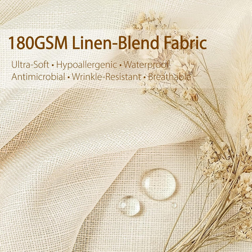 Linen Shower Curtains - Farmhouse & Bohemian Shower Curtains, Neutral Textured 1:2 Ruffled Shower Curtain, Spa-Like