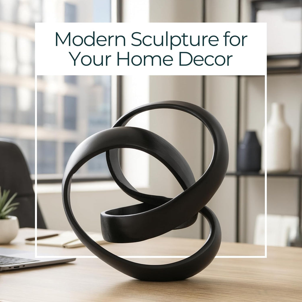 Metal Decorative Object - Minimalist Shelves & Coffee Table Decor - Aluminum Knot Sculpture Modern Home Decor - 8" x