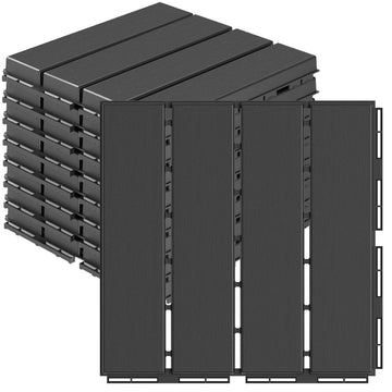 Plastic Interlocking Deck Tiles, 9 Pack , 12"x12" Waterproof Outdoor Flooring All Weather Use, Patio Floor Decking