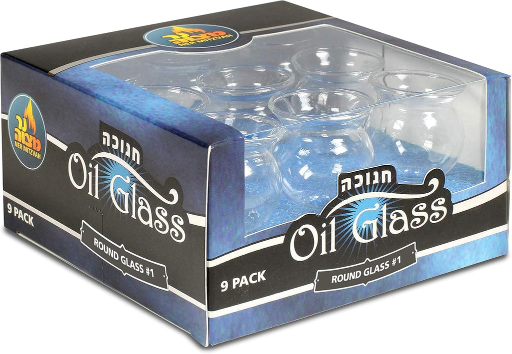 Hanukkah Glass Oil Cups - Elegant Holders for Oil for Shabbos and Chanukah - Durable Quality, Long-Lasting - Size #1 - Set of 9