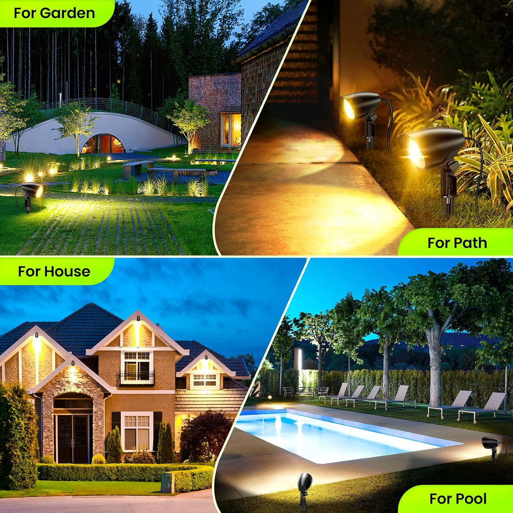 20W Outdoor Spotlight 120V Landscape Lighting, 1880LM 2700K Yard Light | Plug & Play Outside Garden Spot Lights with
