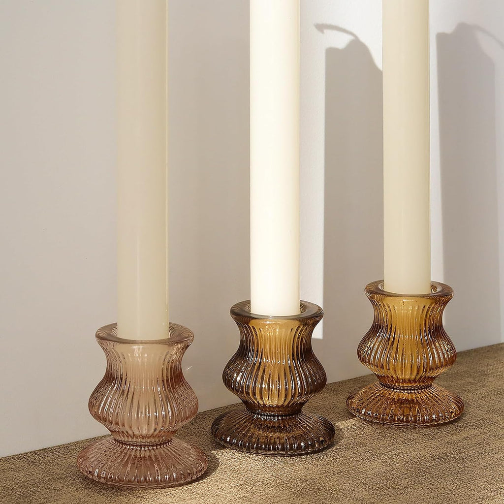 Glass Candlestick Holders 12PCS Taper Candle Holders for Table Centerpiece Vintage Colorful Candle Sticks for