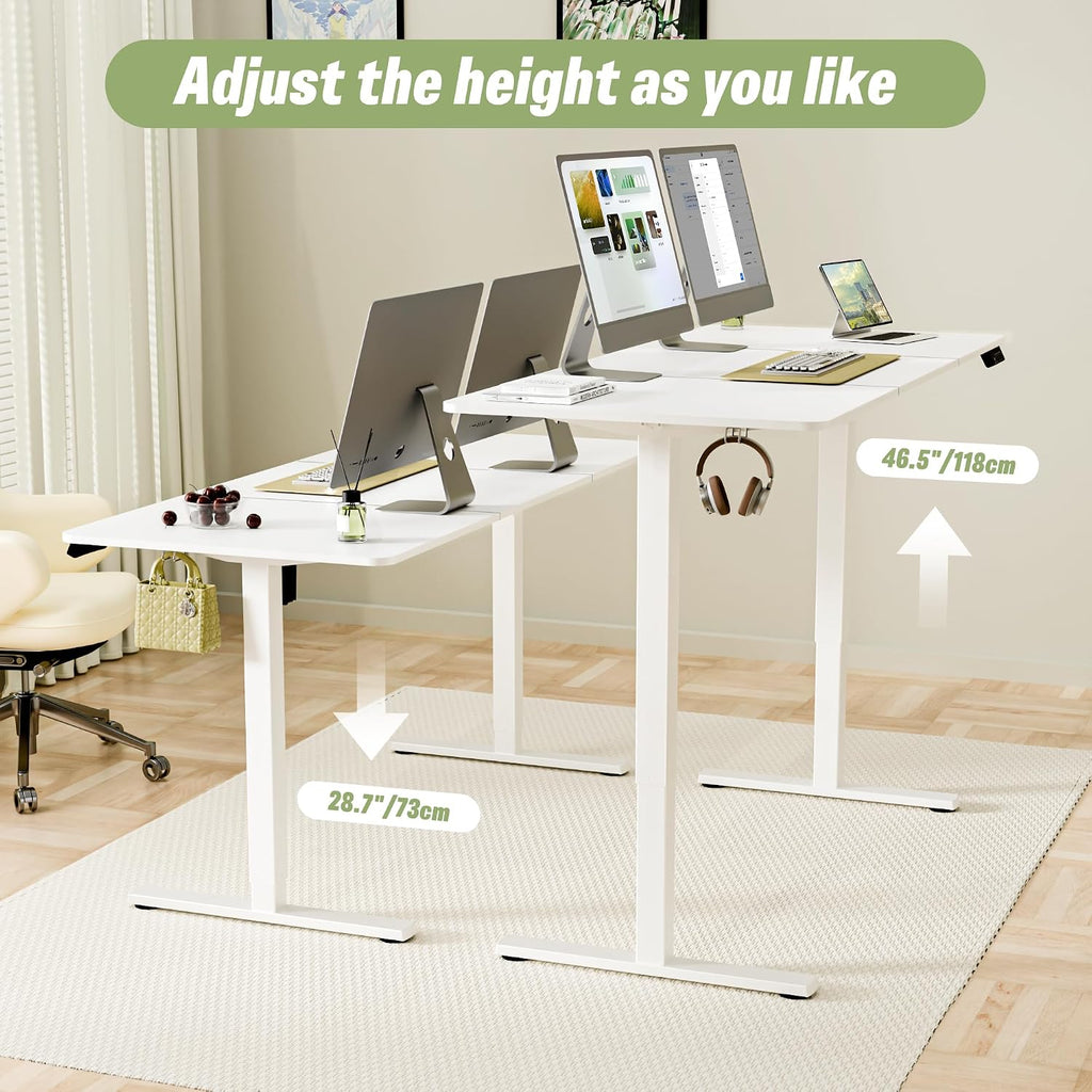 55"x24" Standing Desk, Height Adjustable Sit-Stand Office,White