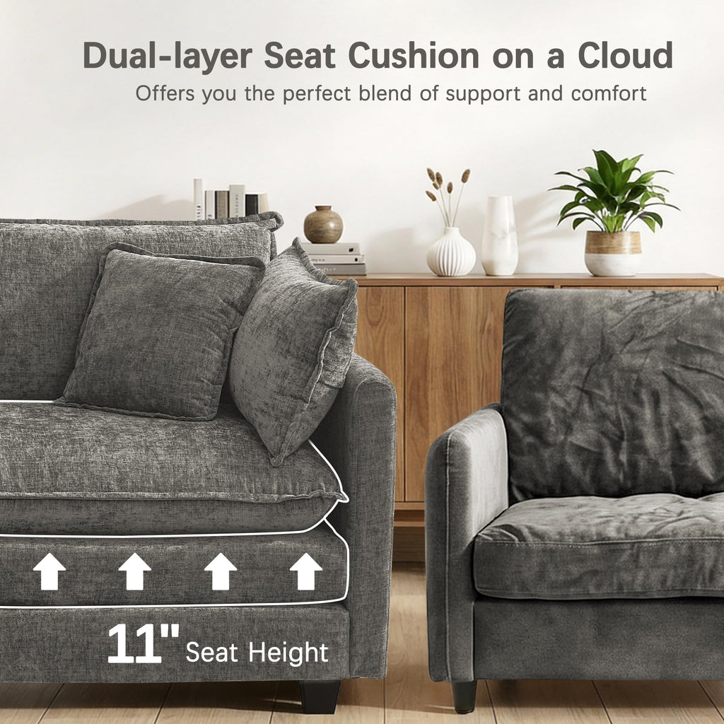 Modular Sectional Sofa 133" Oversized Cloud Couch with 2 Ottoman