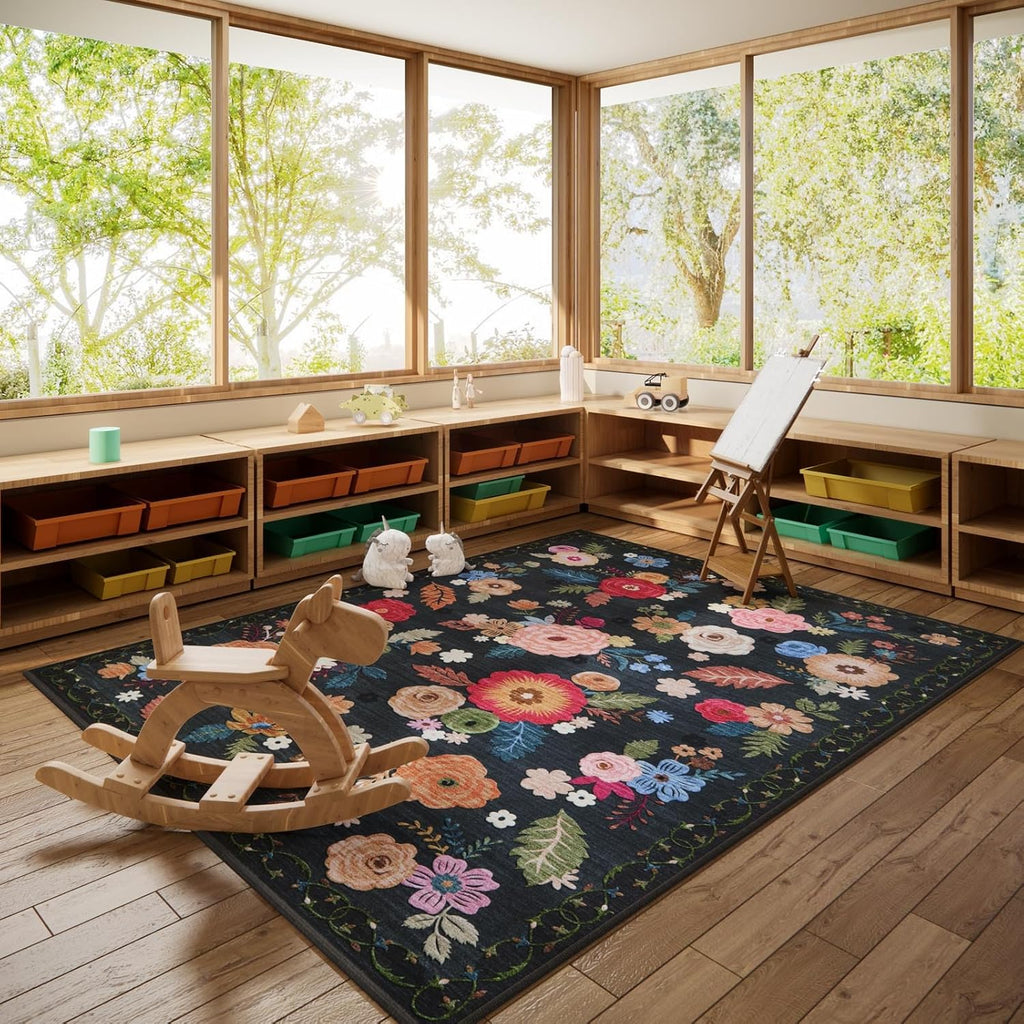Washable Large Living Room Rug: 8x10 Area Rugs Non Slip Carpet