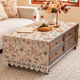 Luxury Chenille Coffee Table Cover Non-Slip Silicone Backing Heavyweight French Jacquard Table Cloth