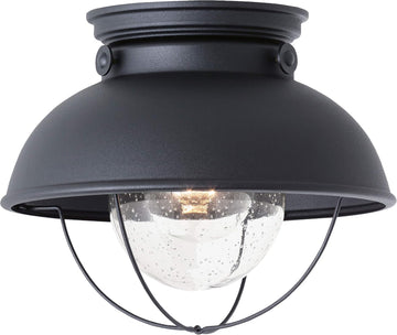 Sebring Transitional One - Light Outdoor Ceiling Flush Mount Outside Fixture, Black Finish, 1-Light, cETL Listed