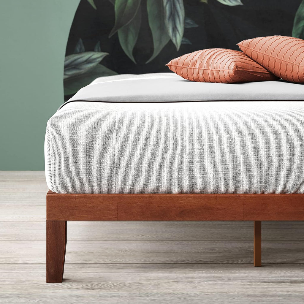 Wen Wood Platform Bed Frame/Solid Wood Foundation/Wood Slat Support/No Box Spring Needed/Easy Assembly, Queen