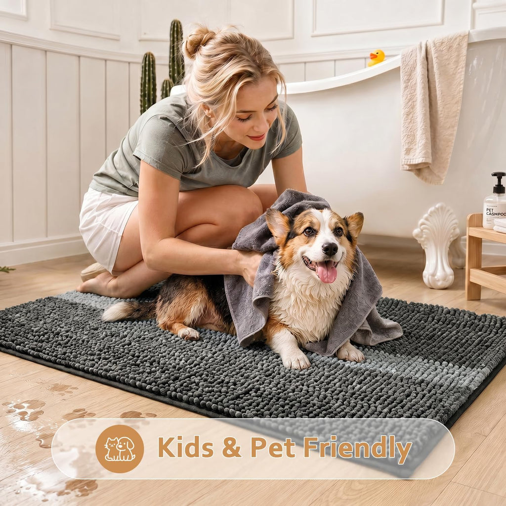 Bathroom Rugs Sets 3 Piece, Ultra Absorbent Non Slip Bath Mats | Quick Dry, Machine Washable, Chenille Gradient Bath