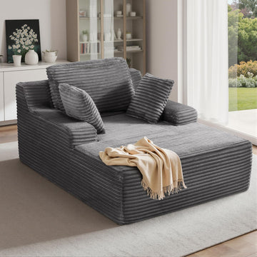 51'' Oversized Chaise Lounge Chair Indoor, Non-Assembly 2pcs Pillows Gray