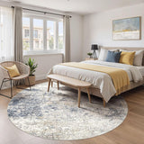 8ft Round Area Rug Living Room Rugs - 8x8 Washable Large Soft Indoor Neutral Modern Abstract Low Pil