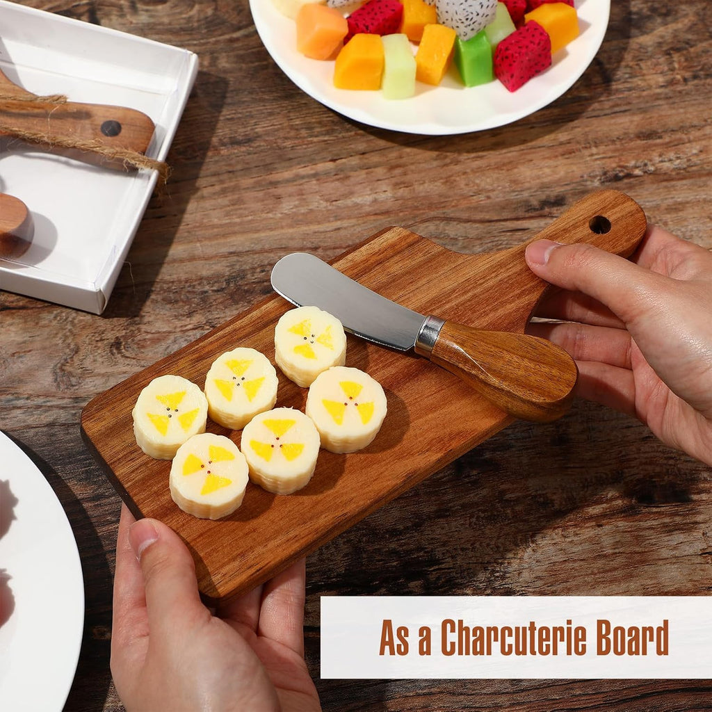 6 Pack Cheese Board and Cheese Spreader Knive Set Cutting board bulk with Gift Boxes Mini Charcuterie Boards Serving