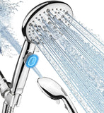 9-Function Shower Head with Built-in Power Spray, 1.8 GPM Water Saving ON/OFF Toggle Switch