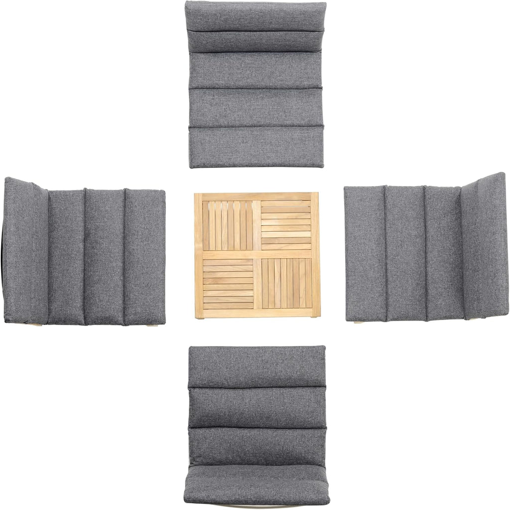 Certified Teak Wood| Durable and Ideal for Outdoors Grosseto 5-Piece Patio Sectional Set, Black