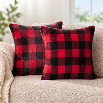 Buffalo Plaid Red Decorative Throw Pillow Covers 20x20 Set of 2