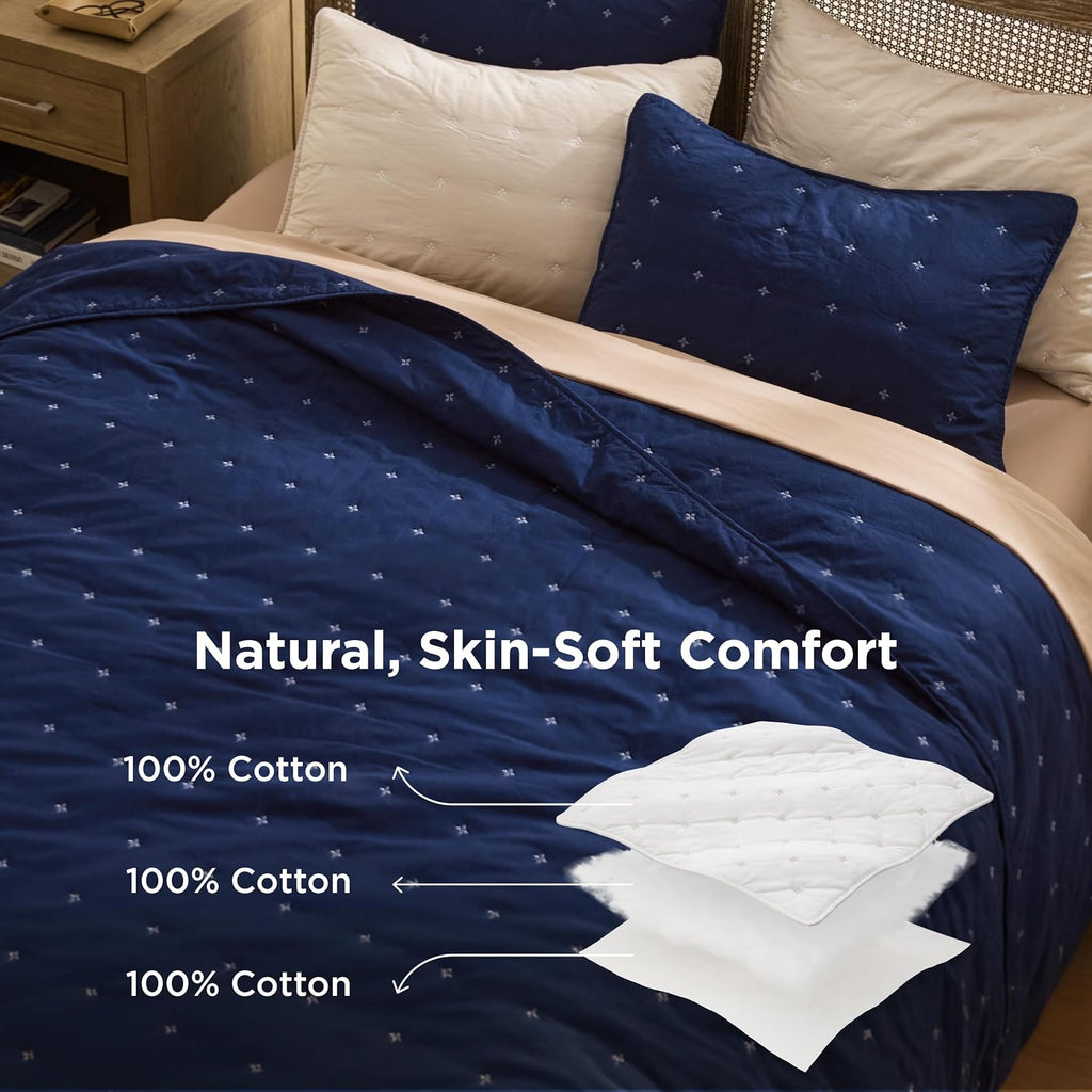 100% Cotton Quilt Set - Bedspread, Lightweight Soft Bed Coverlet, PureWoven, 3-Piece Cozy Stitching Comforter