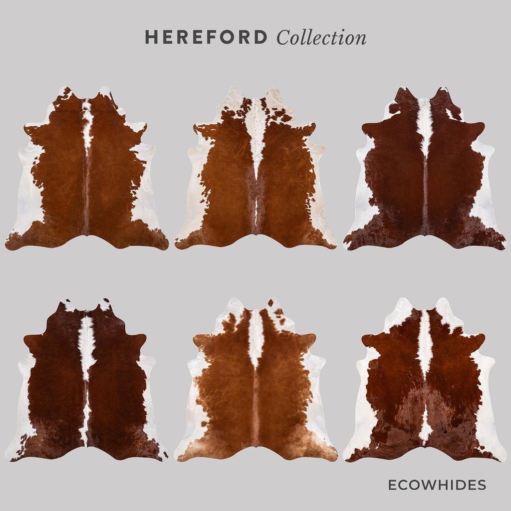 100% Genuine Brazilian Cowhide Rug - Hereford - Luxury Cowskin Leather Area Rug Décor 7 x 6 feet