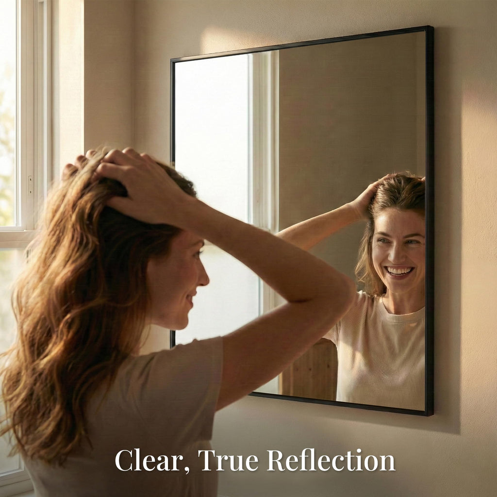 30x30 Inch Matte Black Square Bathroom Vanity Mirror