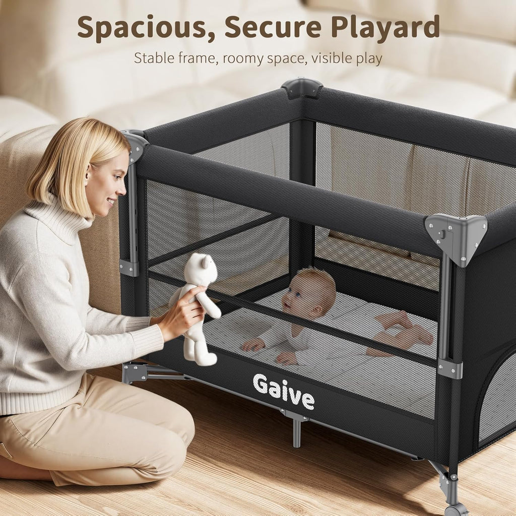 4 in 1 Baby Bassinet, One-Push Setup Pack and Play, Bedside Crib Sleeper with 3 Height Adjustable,Diaper Changer