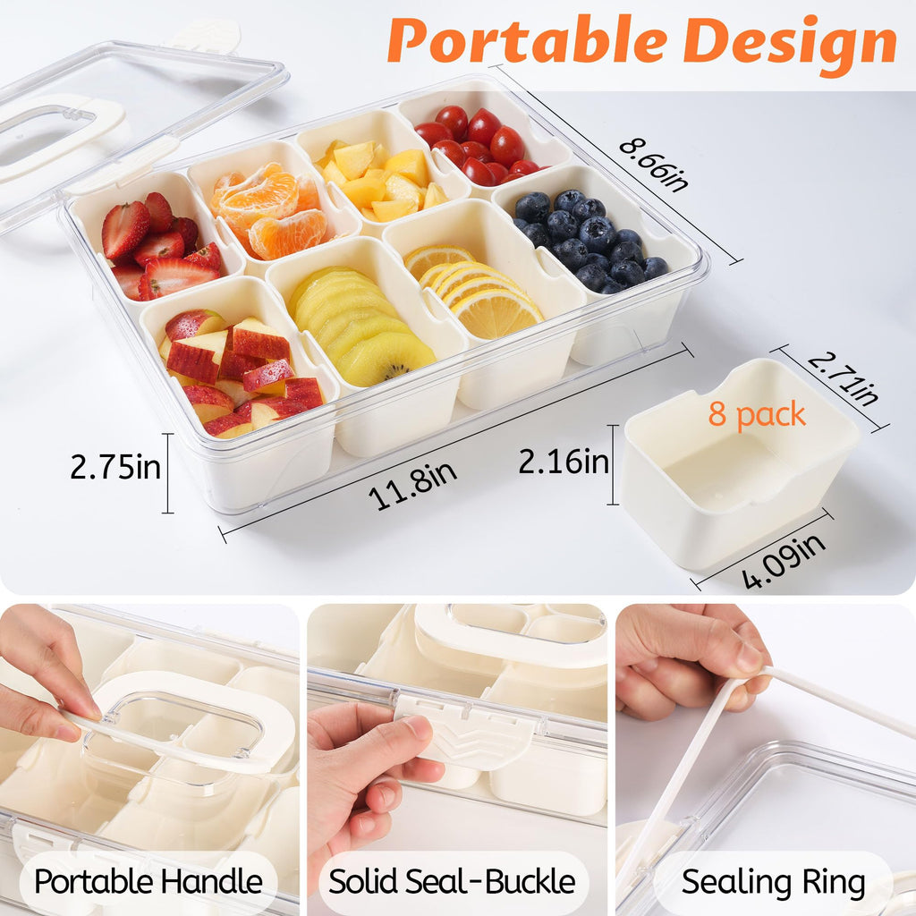 2Pack Snackle Box Containers Dishwasher Safe Divided Serving Tray with Lid