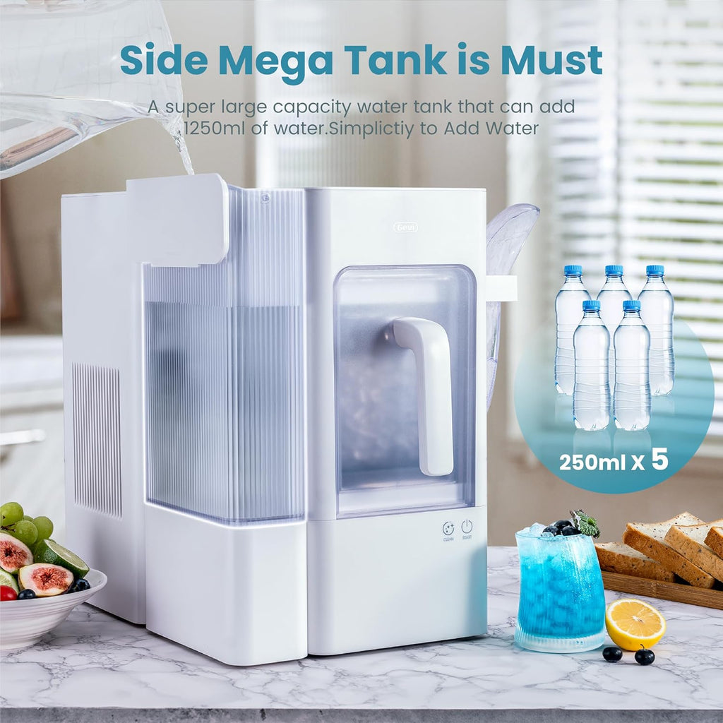 Nugget Ice Maker 40lbs/Day,Countertop Pellet Ice Machine,Large Gallon Side Water Tank&Self-Cleaning,Pellet Ice