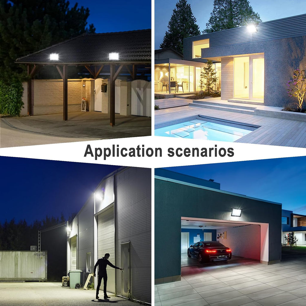 2-Pack 200W LED Flood Light for Yard | IP66 Waterproof Exterior Security Outdoor Flood Light with Plug for