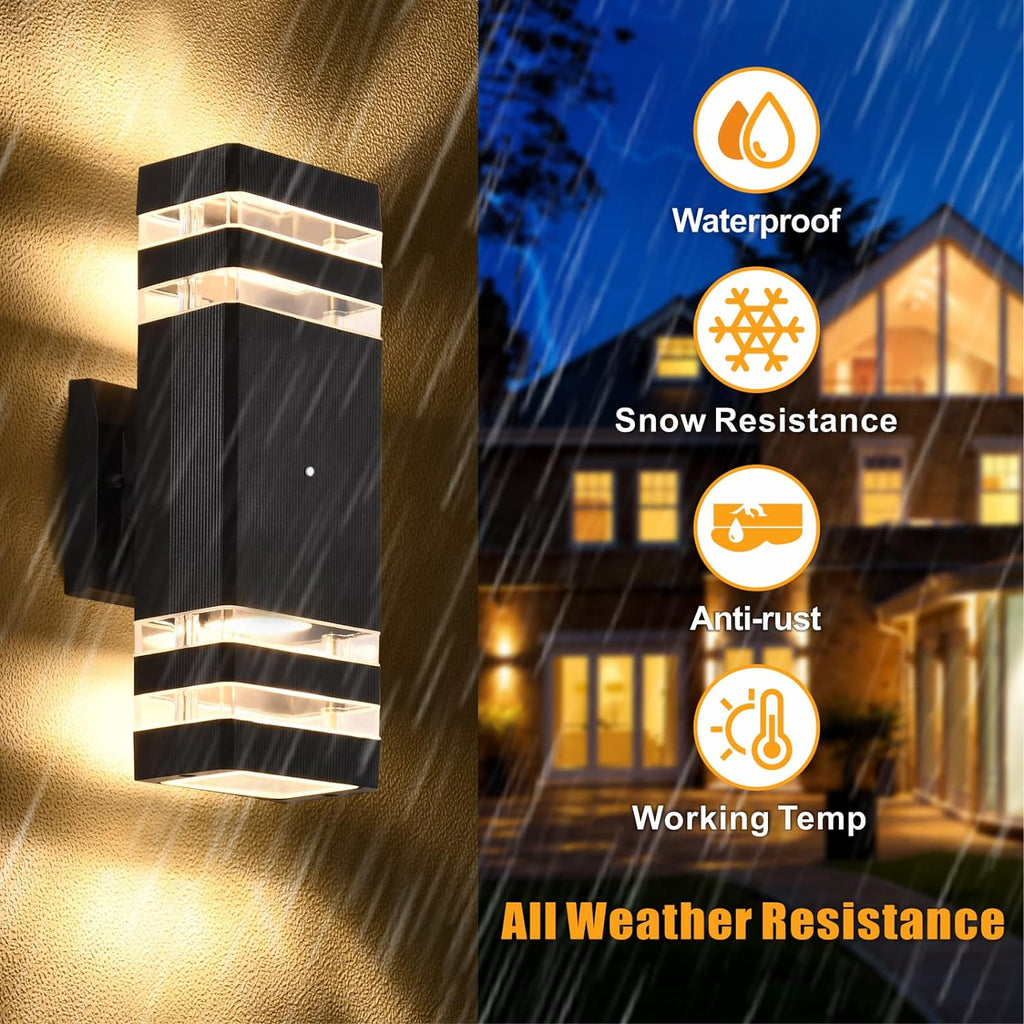 Dusk to Dawn Outdoor Wall Lights 2 Pack, 3000K Warm White Exterior Lighting Fixtures