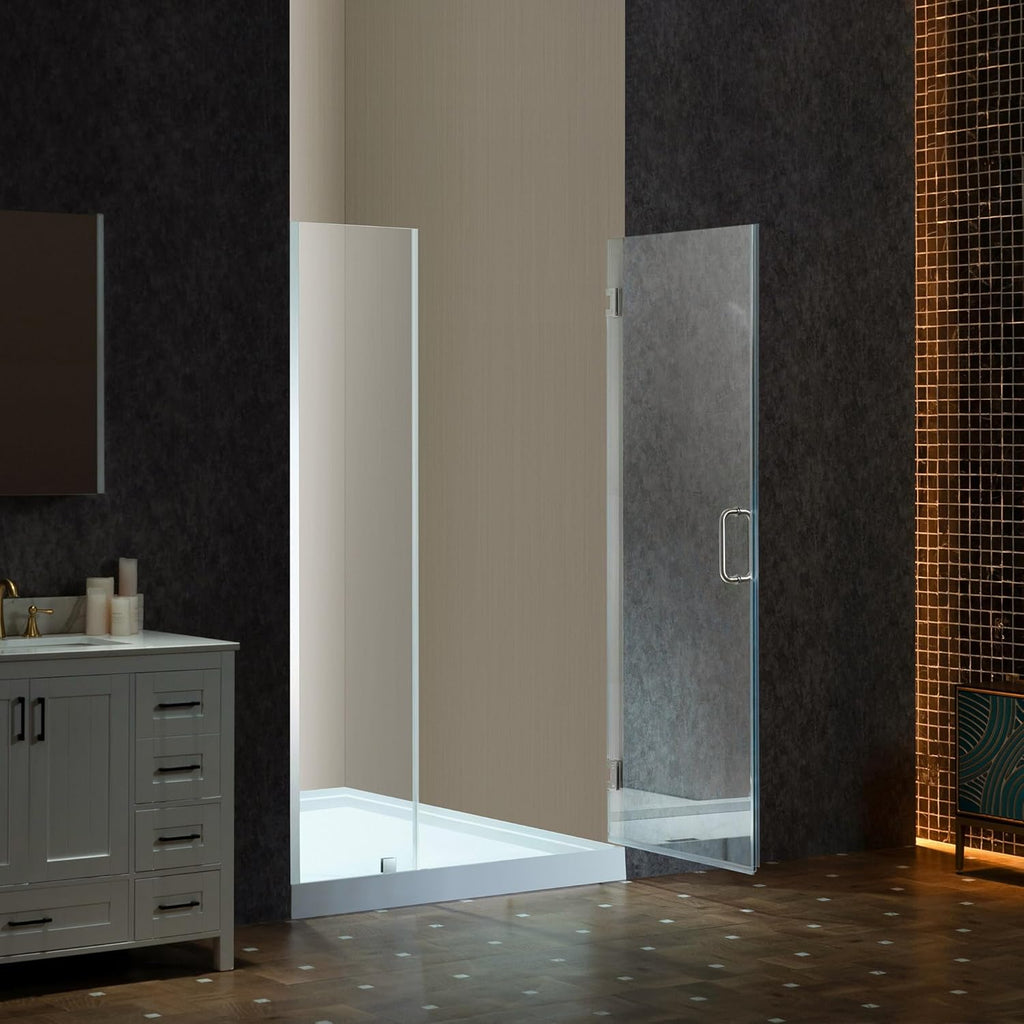 40-41" W x 76" H Pivot Frameless Single Swing Hinge Shower Door