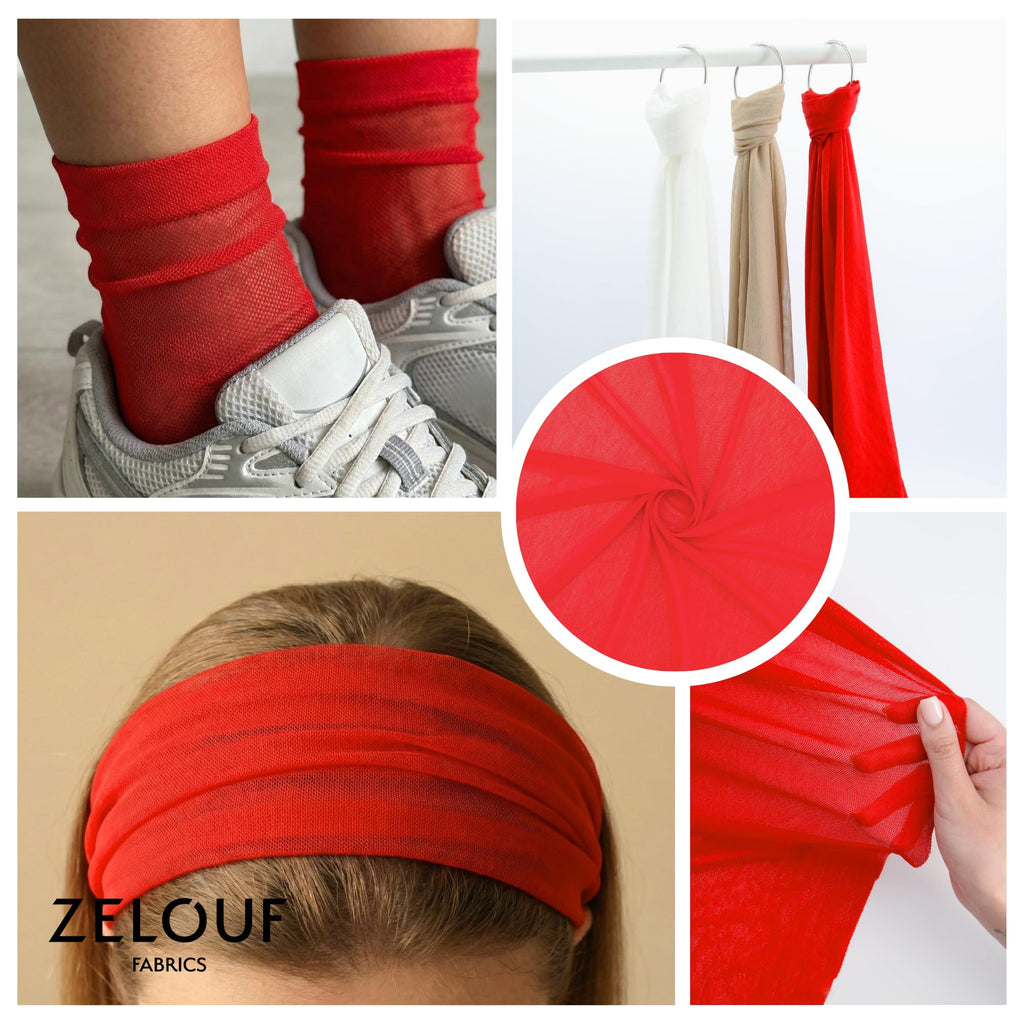 Red Nylon Mesh Fabric by The Yard