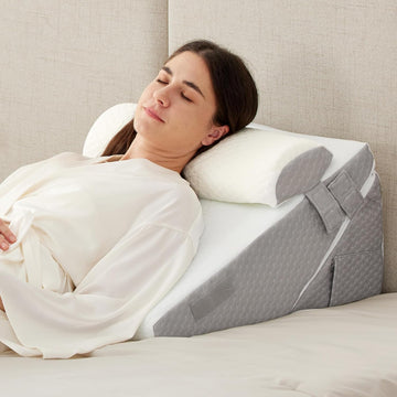 Wedge Pillow Set for After Surgery, 3PCS Adjustable 9&12 Inch Bed Wedge Pillow for Sleeping, Incline Pillow Wedge for - Set of 3