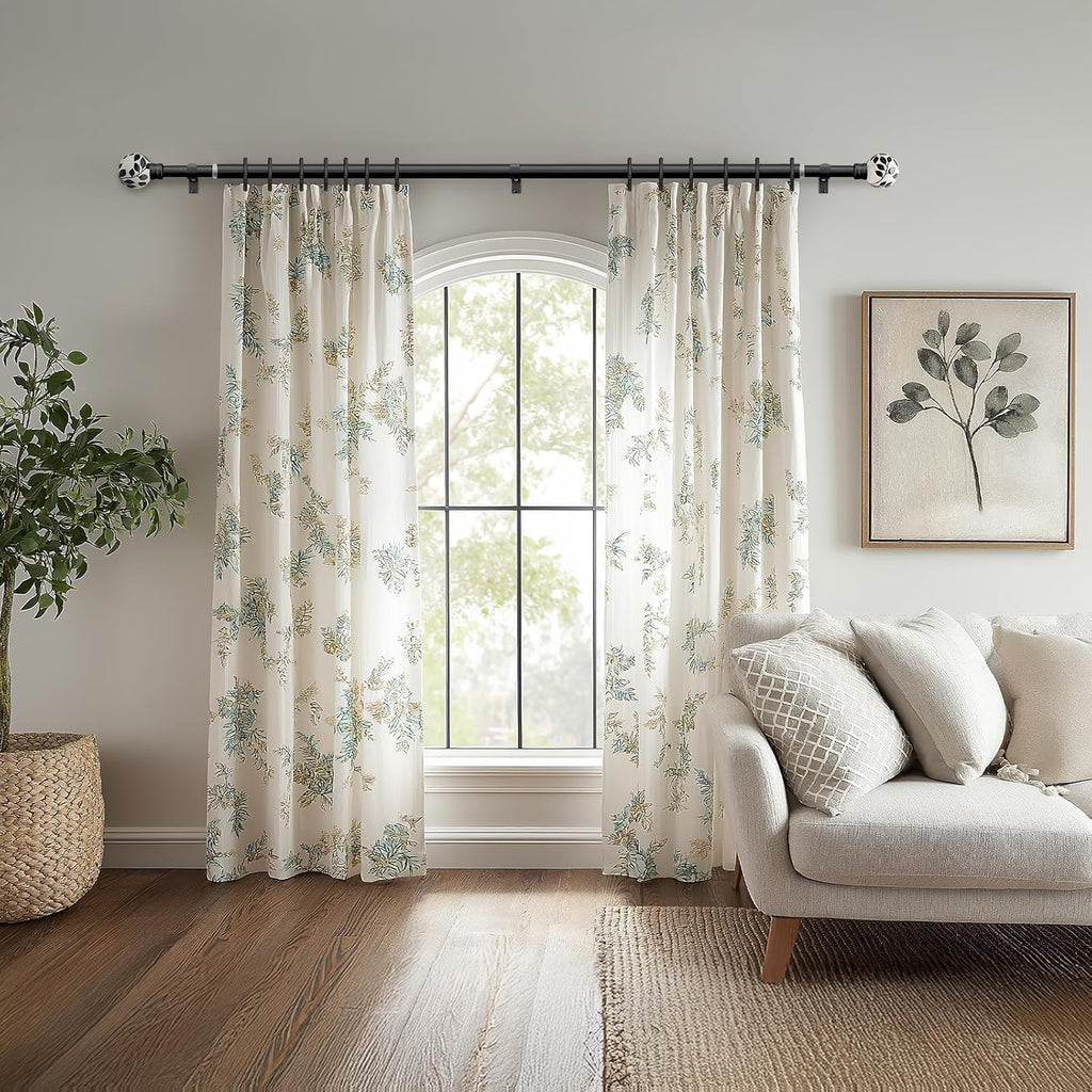Ceramic Black Curtain Rods for Windows Heavy Duty 1" Diameter iron