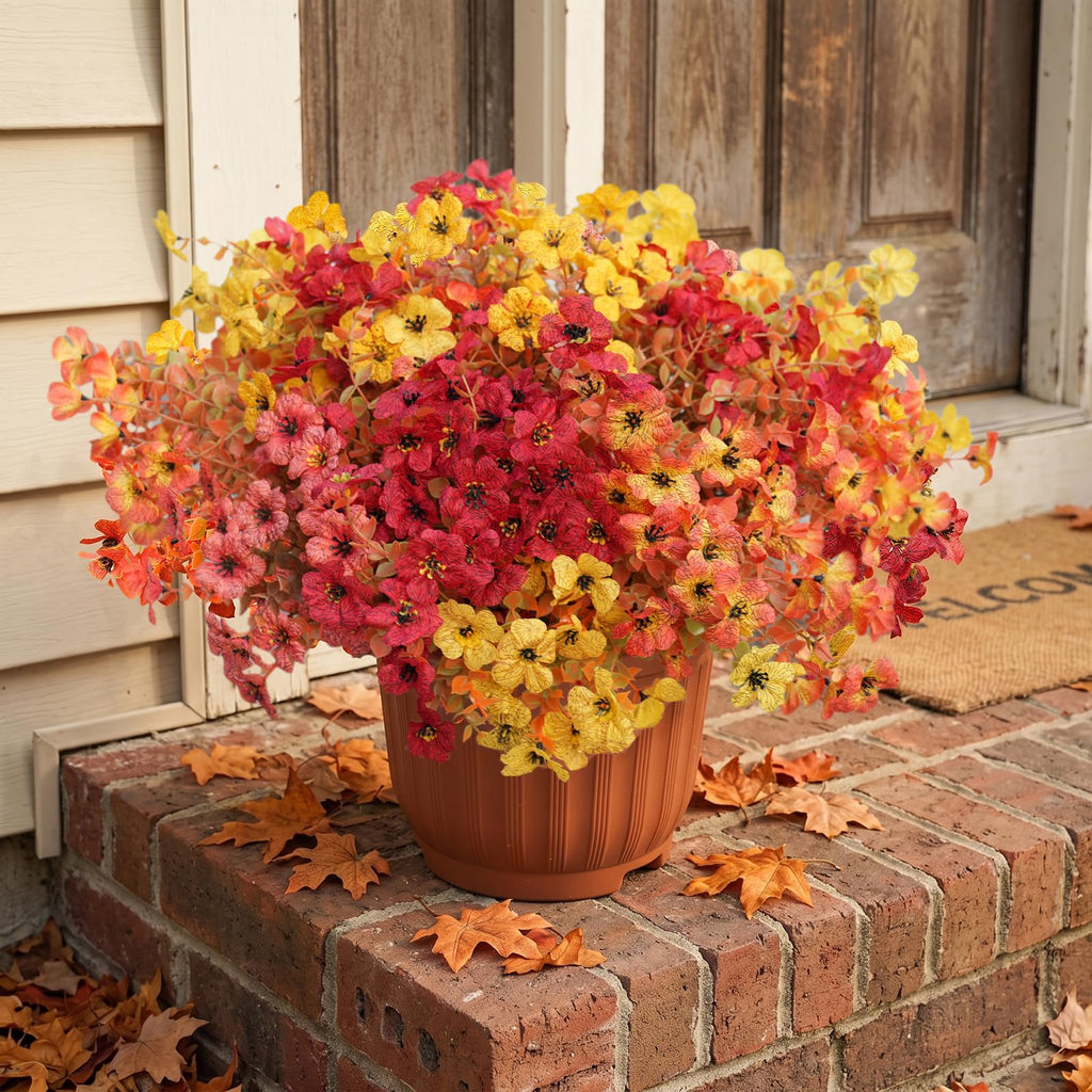 Artificial Violet Mums Flowers for Autumn Outdoor Decor, 12-Stem Multi Pack Faux Fall Flowers for Front Porch, Patio